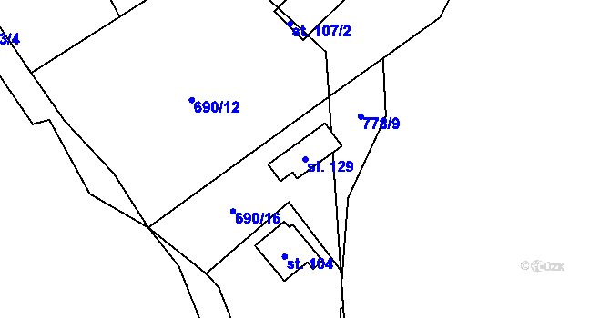 Parcela st. 129 v KÚ Zbonín, Katastrální mapa
