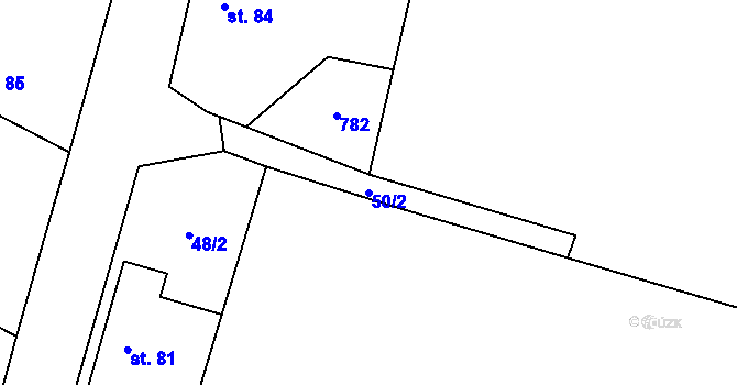 Parcela st. 50/2 v KÚ Zbonín, Katastrální mapa
