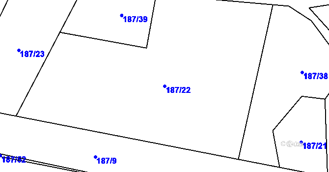 Parcela st. 187/22 v KÚ Zbonín, Katastrální mapa