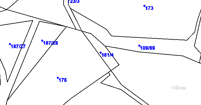 Parcela st. 181/4 v KÚ Zbonín, Katastrální mapa