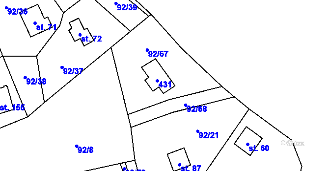 Parcela st. 73/2 v KÚ Zborná, Katastrální mapa