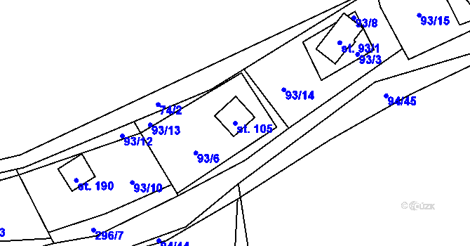 Parcela st. 105 v KÚ Zborná, Katastrální mapa