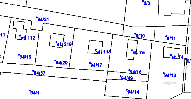 Parcela st. 113 v KÚ Zborná, Katastrální mapa