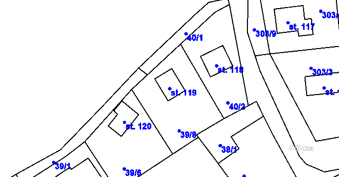 Parcela st. 119 v KÚ Zborná, Katastrální mapa