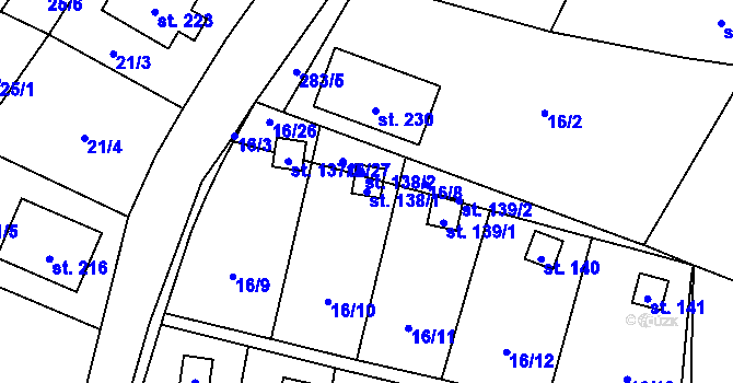 Parcela st. 138/1 v KÚ Zborná, Katastrální mapa