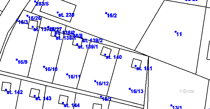 Parcela st. 140 v KÚ Zborná, Katastrální mapa