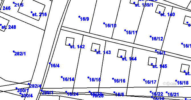 Parcela st. 143 v KÚ Zborná, Katastrální mapa