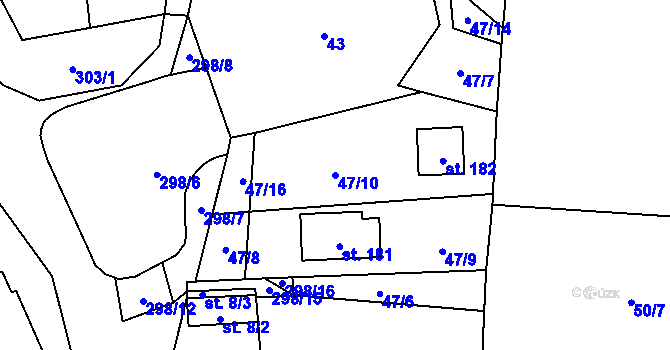 Parcela st. 47/10 v KÚ Zborná, Katastrální mapa