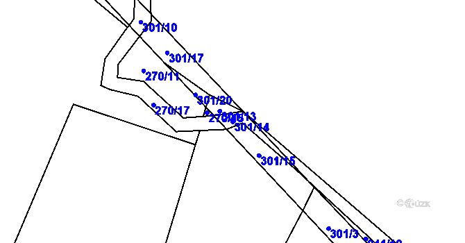 Parcela st. 301/14 v KÚ Zborná, Katastrální mapa