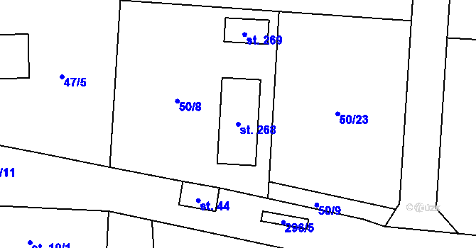 Parcela st. 268 v KÚ Zborná, Katastrální mapa