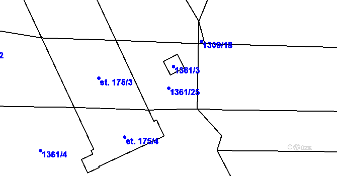 Parcela st. 1361/25 v KÚ Ohrazení, Katastrální mapa
