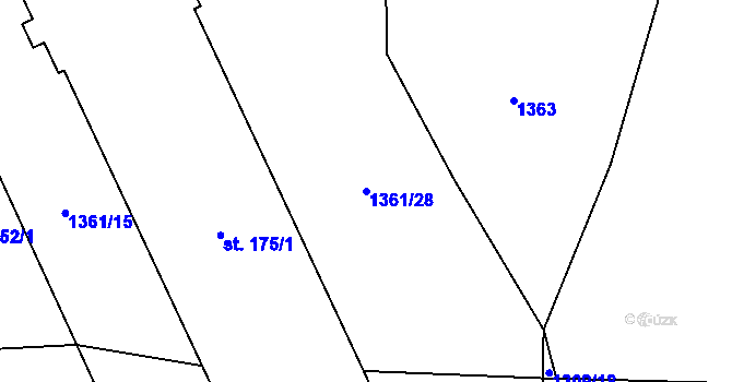 Parcela st. 1361/28 v KÚ Ohrazení, Katastrální mapa