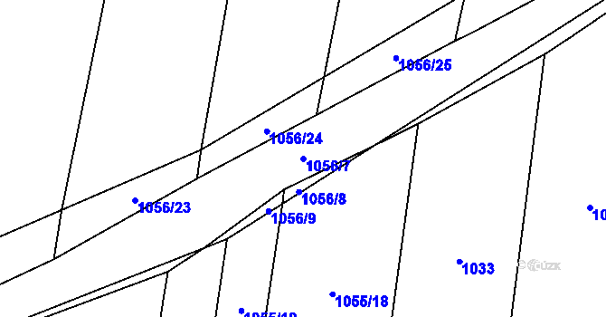 Parcela st. 1056/7 v KÚ Ohrazení, Katastrální mapa