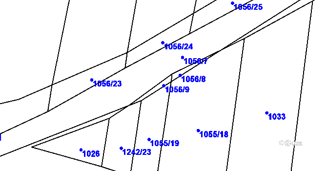 Parcela st. 1056/9 v KÚ Ohrazení, Katastrální mapa