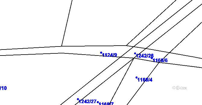 Parcela st. 1124/9 v KÚ Ohrazení, Katastrální mapa