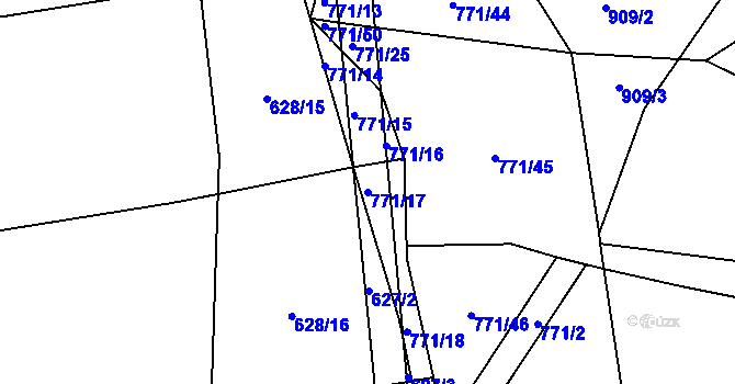 Parcela st. 771/17 v KÚ Zborov, Katastrální mapa