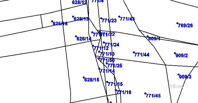 Parcela st. 771/13 v KÚ Zborov, Katastrální mapa