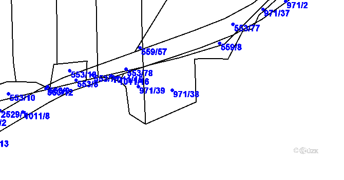 Parcela st. 971/38 v KÚ Zborov, Katastrální mapa