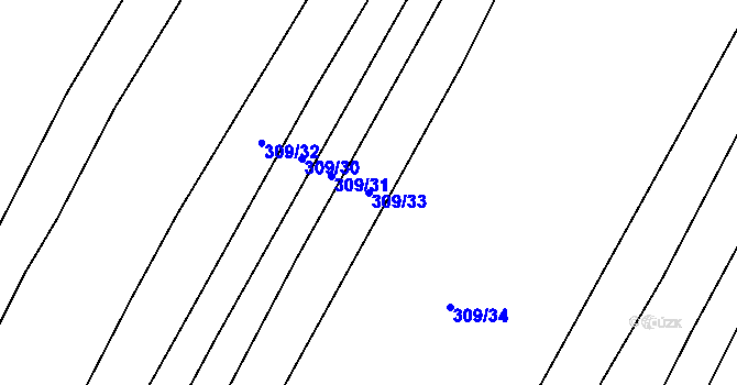 Parcela st. 309/33 v KÚ Zborov, Katastrální mapa