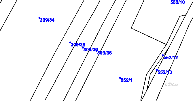 Parcela st. 309/36 v KÚ Zborov, Katastrální mapa