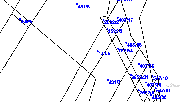 Parcela st. 431/6 v KÚ Zborov, Katastrální mapa