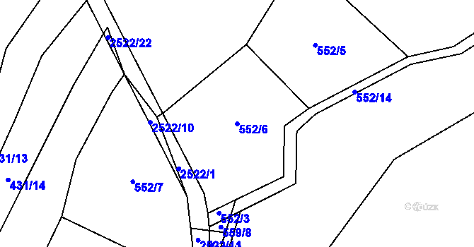 Parcela st. 552/6 v KÚ Zborov, Katastrální mapa