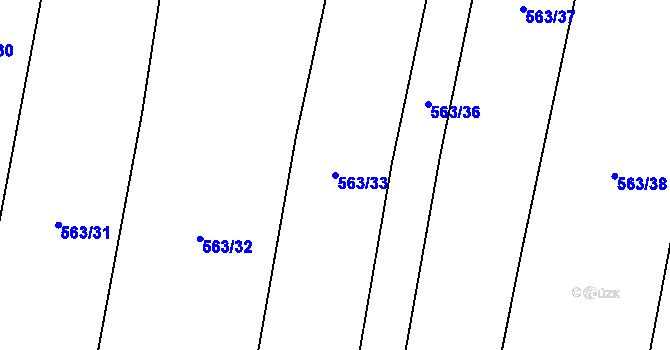 Parcela st. 563/33 v KÚ Zborov, Katastrální mapa