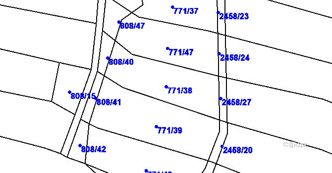 Parcela st. 771/38 v KÚ Zborov, Katastrální mapa