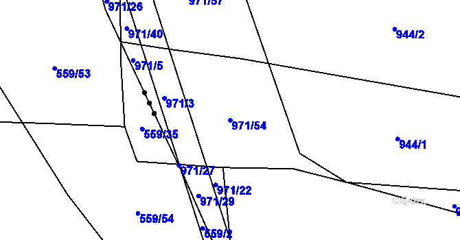 Parcela st. 971/54 v KÚ Zborov, Katastrální mapa