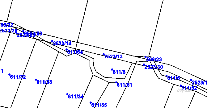 Parcela st. 2523/13 v KÚ Zborov, Katastrální mapa