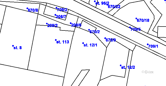 Parcela st. 12/1 v KÚ Zborov na Moravě, Katastrální mapa