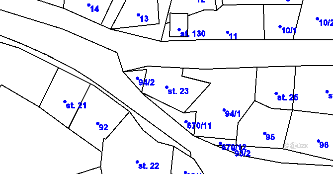 Parcela st. 23 v KÚ Zborov na Moravě, Katastrální mapa