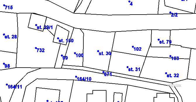 Parcela st. 30 v KÚ Zborov na Moravě, Katastrální mapa