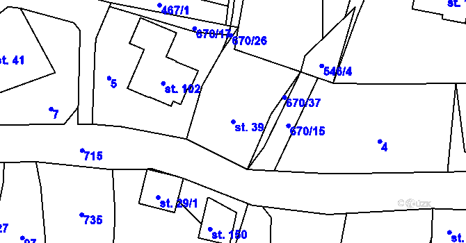 Parcela st. 39 v KÚ Zborov na Moravě, Katastrální mapa