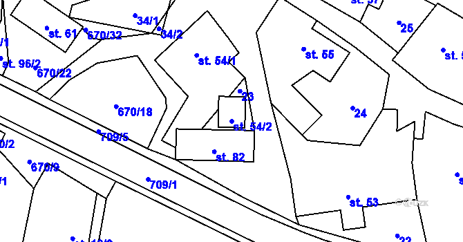 Parcela st. 54/2 v KÚ Zborov na Moravě, Katastrální mapa