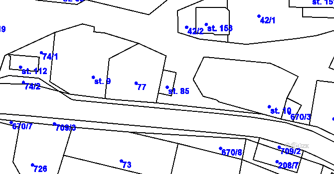 Parcela st. 85 v KÚ Zborov na Moravě, Katastrální mapa