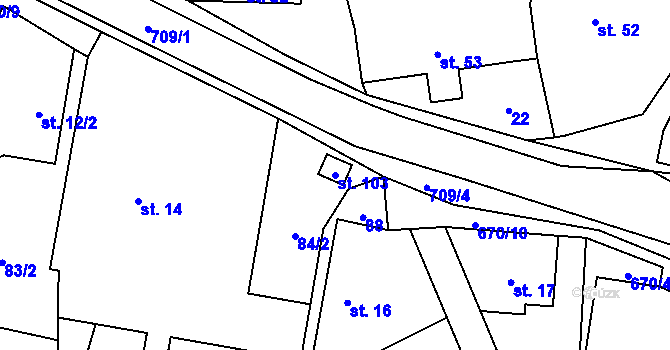 Parcela st. 103 v KÚ Zborov na Moravě, Katastrální mapa