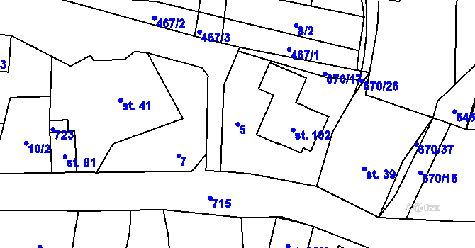 Parcela st. 5 v KÚ Zborov na Moravě, Katastrální mapa