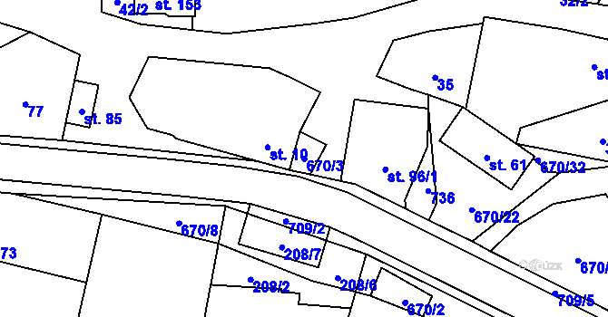 Parcela st. 670/3 v KÚ Zborov na Moravě, Katastrální mapa