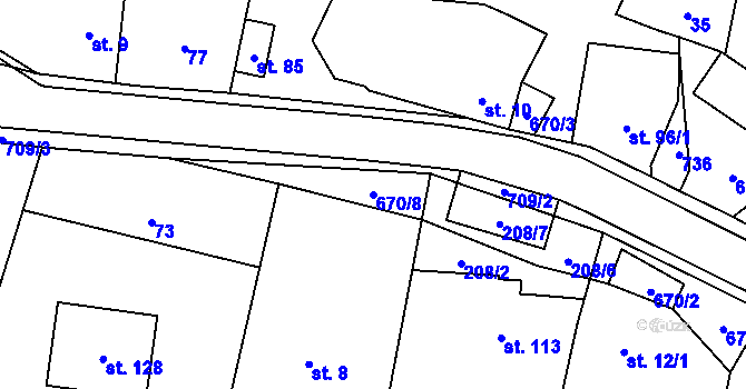Parcela st. 670/8 v KÚ Zborov na Moravě, Katastrální mapa