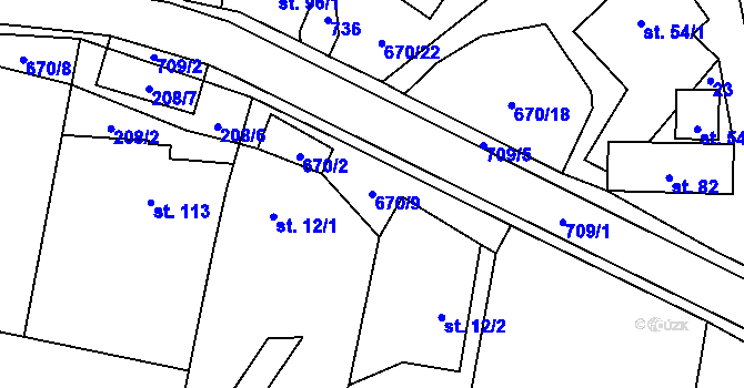 Parcela st. 670/9 v KÚ Zborov na Moravě, Katastrální mapa