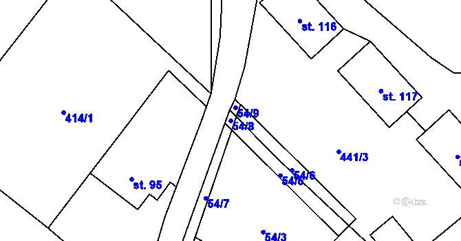 Parcela st. 54/8 v KÚ Zborov na Moravě, Katastrální mapa