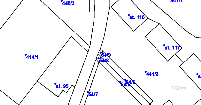 Parcela st. 54/9 v KÚ Zborov na Moravě, Katastrální mapa