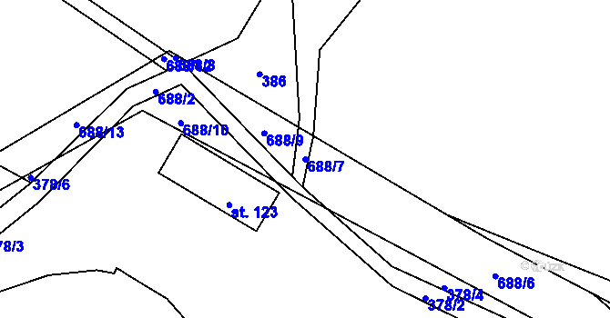 Parcela st. 688/7 v KÚ Zborov na Moravě, Katastrální mapa