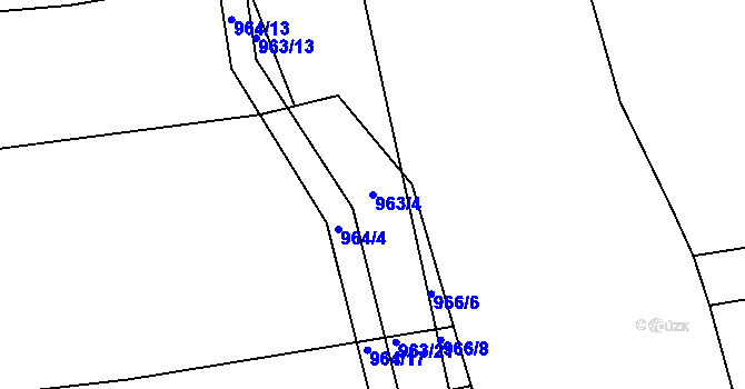 Parcela st. 963/4 v KÚ Medlov u Zborovic, Katastrální mapa