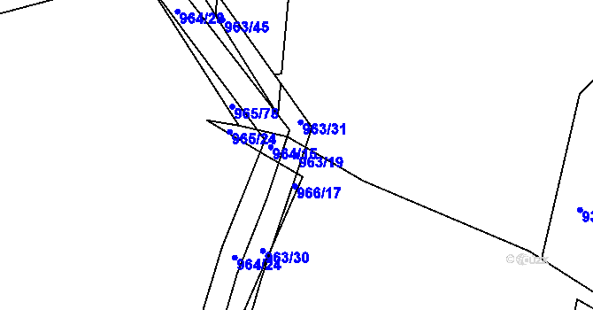Parcela st. 963/19 v KÚ Medlov u Zborovic, Katastrální mapa