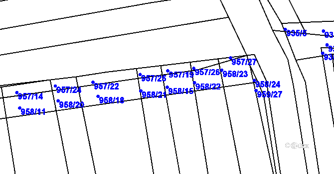 Parcela st. 958/15 v KÚ Medlov u Zborovic, Katastrální mapa