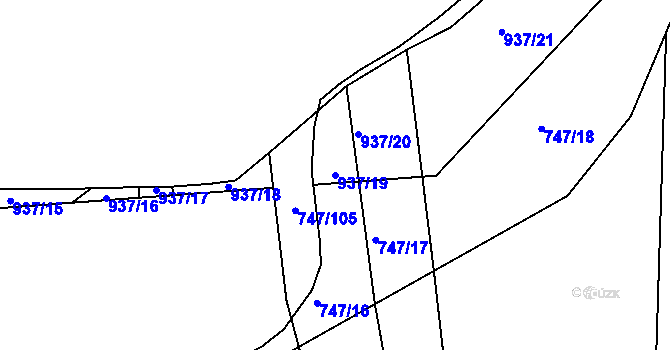 Parcela st. 937/19 v KÚ Medlov u Zborovic, Katastrální mapa