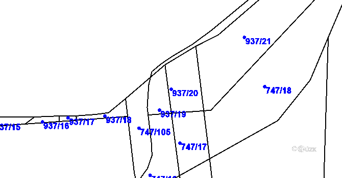 Parcela st. 937/20 v KÚ Medlov u Zborovic, Katastrální mapa