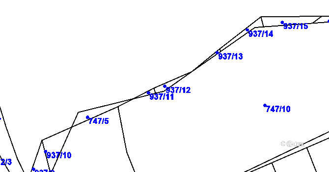 Parcela st. 937/12 v KÚ Medlov u Zborovic, Katastrální mapa